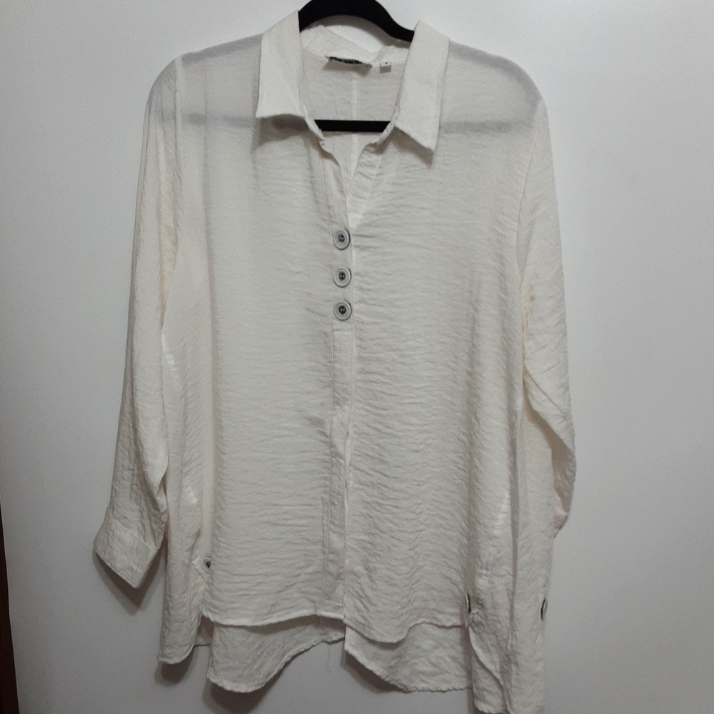 Habitat Crinkle‎  Langenlook Boho Asymmetrical Hem Tunic Top